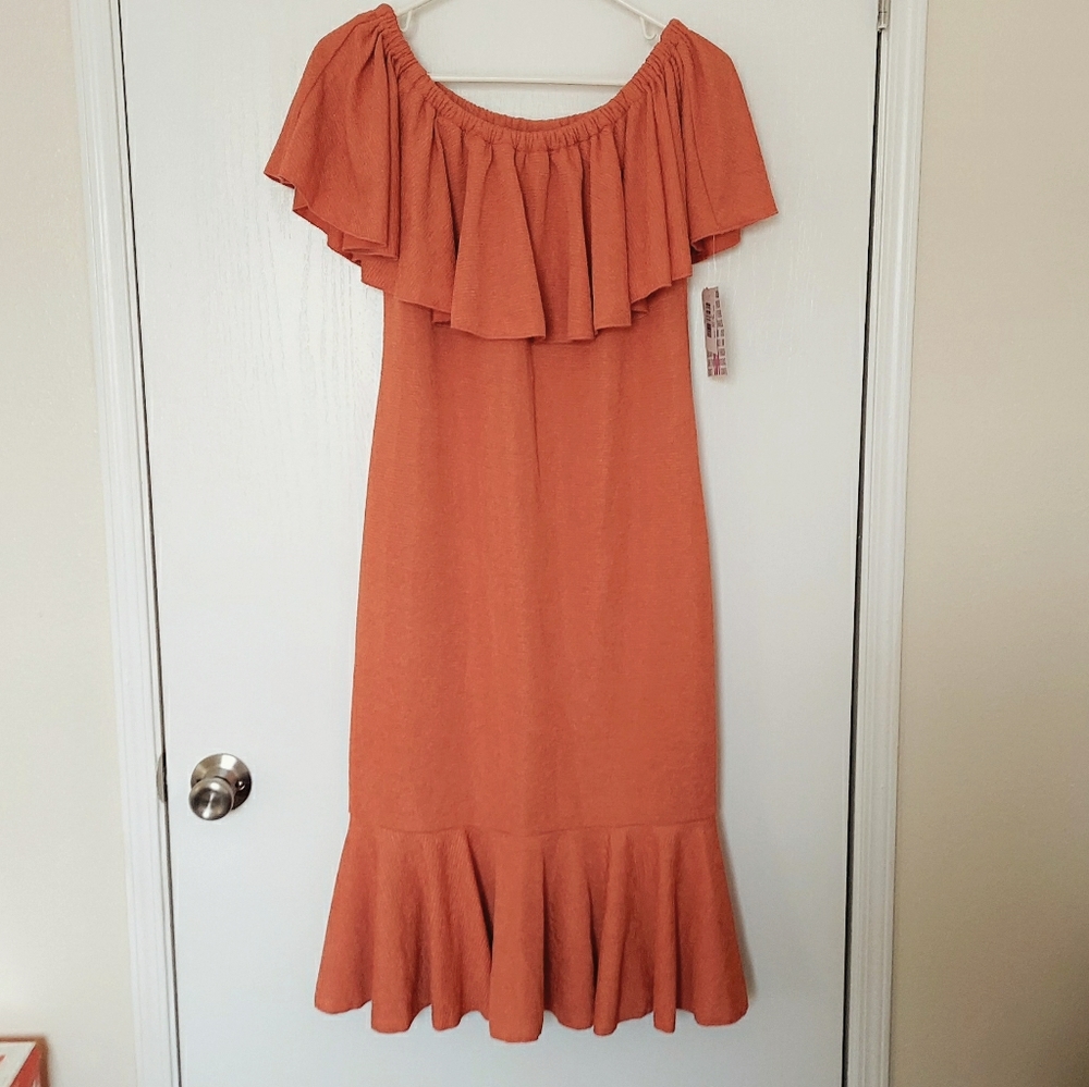 Nwt's Lularoe Solid Peachy-Coral Cici Dress Medium